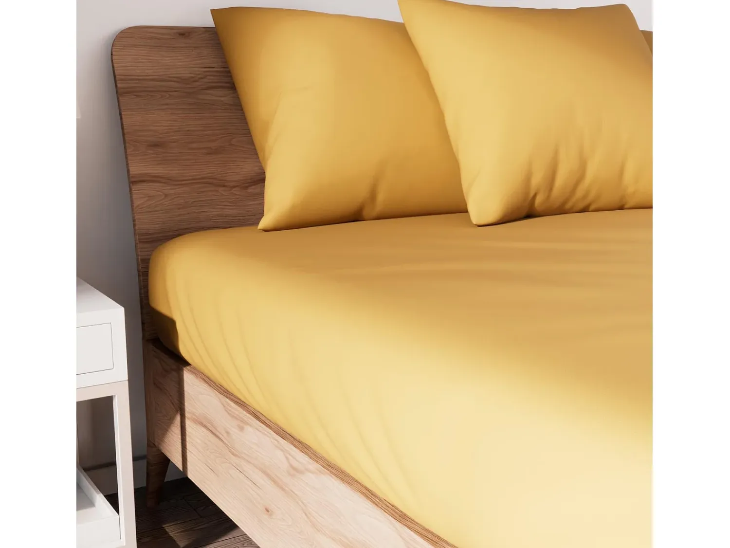 Soleil d'ocre Ropa De Cama^Bajera ajustable de algodón 90x190 cm JERSEY mostaza Amarillo