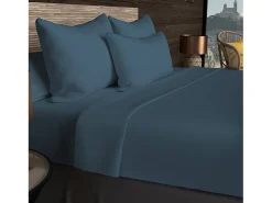 Bajera ajustable de algodón 57 hilos 140x190 cm LISO azul