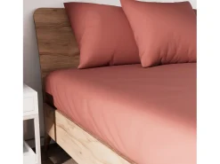 Soleil d'ocre Ropa De Cama^Bajera ajustable de algodón 160x200 cm JERSEY Ladrillo Rojo