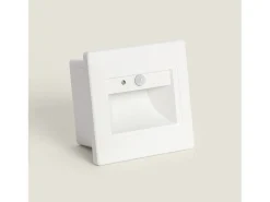 Baliza de Pared LED 1.5 W Empotrable con Sensor PIR y Crepuscular Bark Blanco 3000K Blanco Cálido