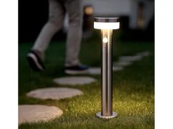 Baliza de Pie Exterior Solar LED 1,5W 50cm Acero Inoxidable con Sensor de Movimiento Ashier Plateado