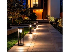 Baliza de Pie Exterior Solar LED 2W 40cm Aluminio con Sensor de Movimiento Eneko Negro