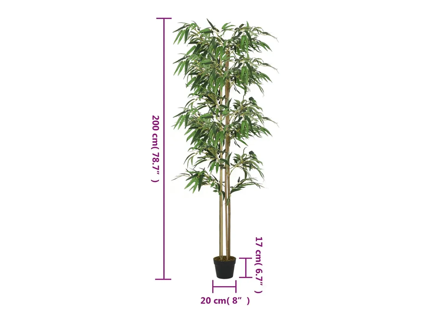 Bambú artificial 1520 hojas 200 cm verde