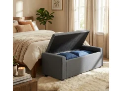 AHD Banco con almacenamiento de tela para dormitorio y recibidor Merak - Gris