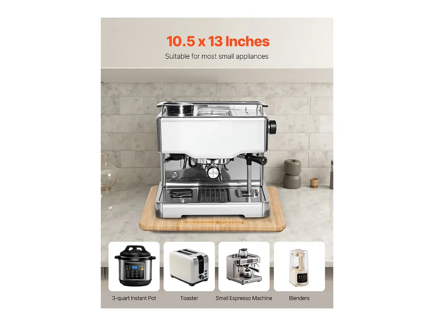 Presentación Y Servicio^Bandeja Deslizante SucceBuy para Aparatos de Cocina, 26,7 x 33 cm, Tabla Móvil para Cafetera, Pequeños Electrodomésticos de Cocina, Color Madera Color natural claro