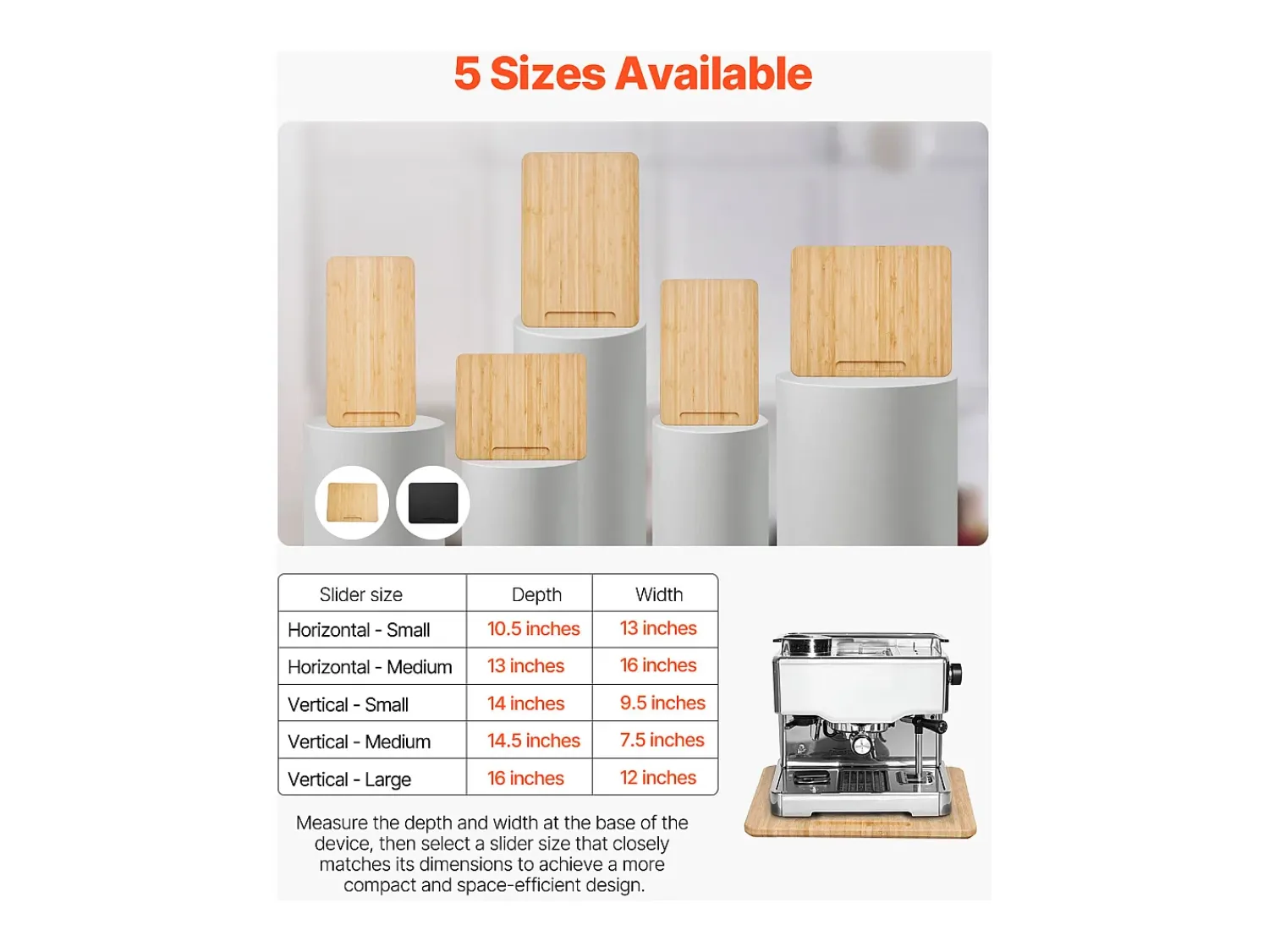 Presentación Y Servicio^Bandeja Deslizante SucceBuy para Aparatos de Cocina, 26,7 x 33 cm, Tabla Móvil para Cafetera, Pequeños Electrodomésticos de Cocina, Color Madera Color natural claro