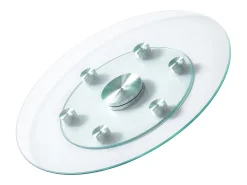 Bandeja Giratoria Redonda SucceBuy para Mesa, 61 cm, Bandeja de Servicio Giratoria 360°, Centro de Mesa de Comedor de Vidrio Templado con 6 Ruedas, para Banquetes Transparente