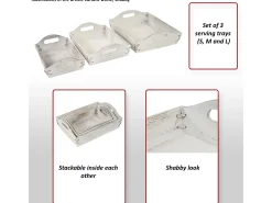 MCW Presentación Y Servicio^Bandeja -C50 Shabby look (juego de 3), , shabby Blanco