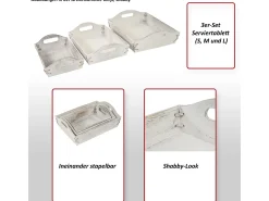 MCW Presentación Y Servicio^Bandeja -C50 Shabby look (juego de 3), , shabby Blanco