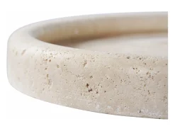 ebuy24 Jarrón^Bandeja redonda de travertino natural Ø 25,5 cm Beige