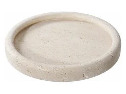 ebuy24 Jarrón^Bandeja redonda de travertino natural Ø 25,5 cm Beige