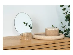 ebuy24 Jarrón^Bandeja redonda de travertino natural Ø 25,5 cm Beige