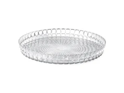 Bandeja redonda Tiffany transparente de alta calidad en plástico - Diámetro 35,6 cm