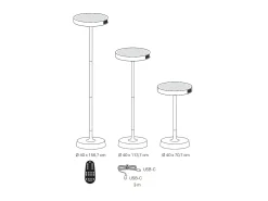 Lámpara De Pie^Barbell Solar RF - Lámpara de pie LED solar recargable de 65 W - Lámpara de pie para exterior, 3 alturas 156-113-70 cm, color salvia Verde