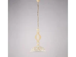 Bilbao - Lámpara de hierro lacado en marfil con decoración. Efecto decapé y difusor de cristal d. 30 blanco y ámbar 1 luz 104 - Ø30