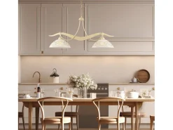 Best Bilbao - Lámpara de hierro lacado en con decoración. Efecto decapé y difusores de cristal d. 30 blanco y ámbar 2 luces L. 89 X 30 Marfil
