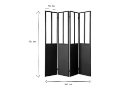 Hot Miliboo Biombo 4 paneles en metal y cristal RACK Negro