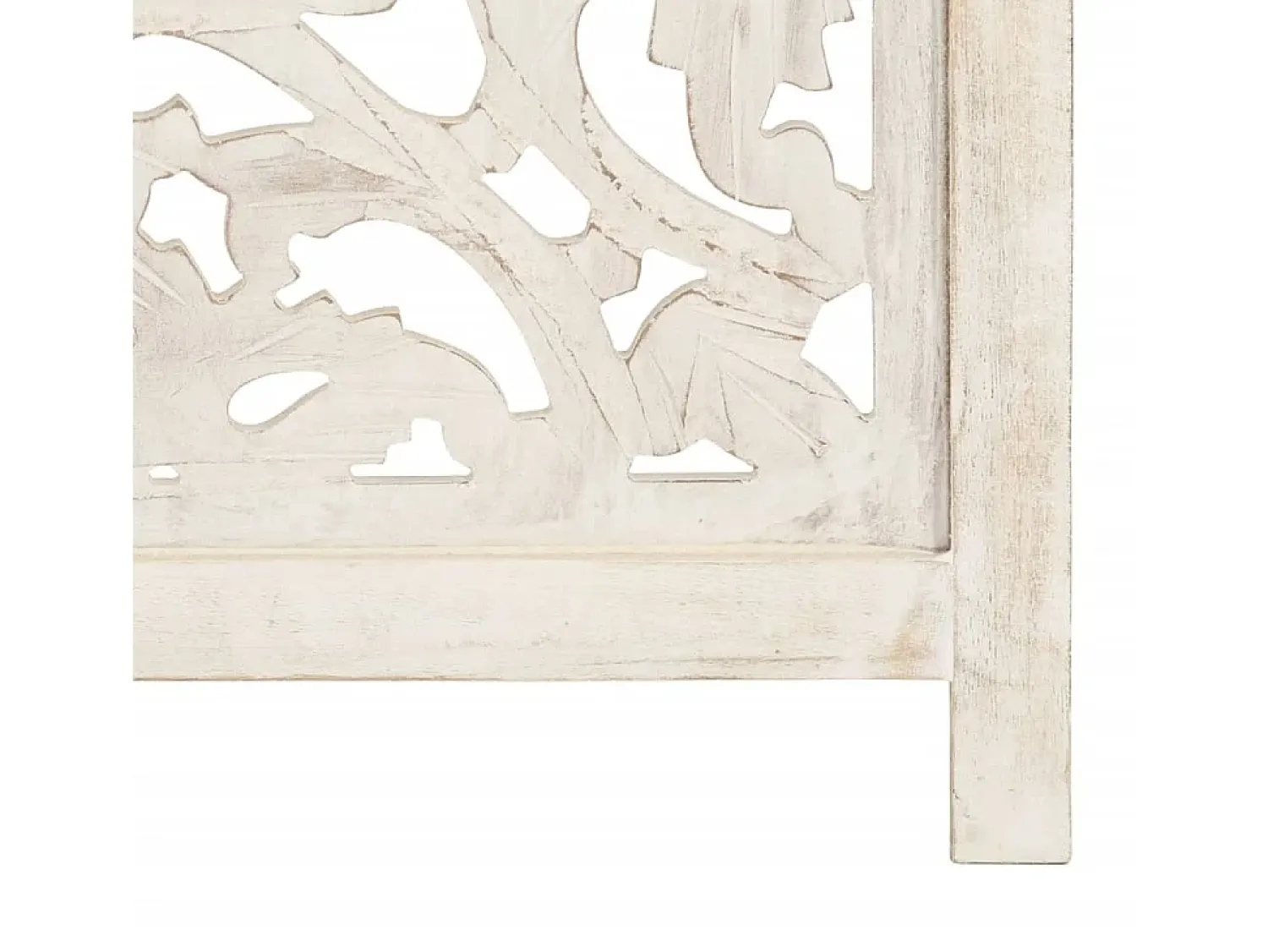 vidaxl Biombo^Biombo 3 paneles tallado a mano madera mango 120x165 cm Blanco
