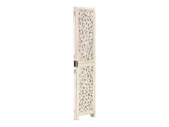 vidaxl Biombo^Biombo 3 paneles tallado a mano madera mango 120x165 cm Blanco