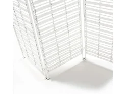 Biombo de 3 hojas de mimbre blanco y metal