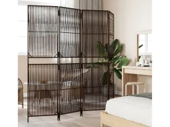 Best Biombo de 4 paneles ratán sintético marrón ES189415 Marru00f3n