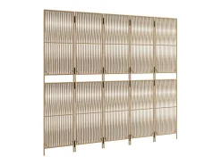 Sale Biombo de 5 paneles ratán sintético ES917539 Beige