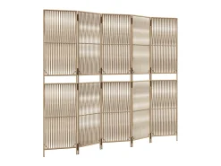 Sale Biombo de 5 paneles ratán sintético ES917539 Beige