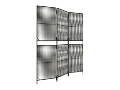 Best Biombo de 3 paneles ratán sintético ES845291 Gris