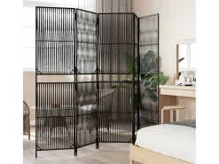Sale Biombo de 5 paneles ratán sintético ES152629 Negro