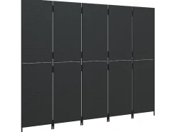 Sale Biombo de 5 paneles ratán sintético ES793721 Negro