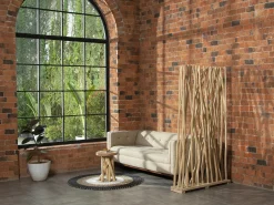 OZAIA Biombo^Biombo de madera de teca - Ancho 100 x Prof. 25 x Alt. 180 cm - Natural - GAYANA Color natural claro