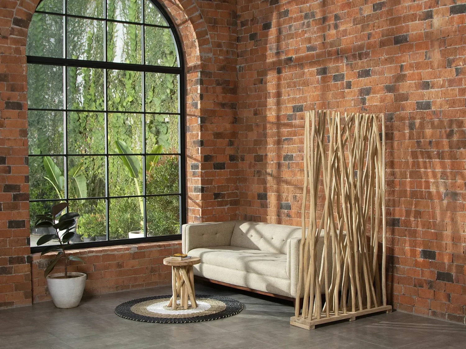 OZAIA Biombo^Biombo de madera de teca - Ancho 100 x Prof. 25 x Alt. 180 cm - Natural - GAYANA Color natural claro
