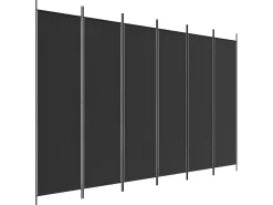 Sale Biombo divisor de 6 paneles de tela 300x200 cm ES387572 Negro