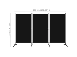 Best Biombo divisor de 3 paneles 260x180 cm ES531902 Negro