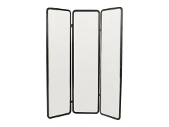 Biombo espejo de metal - L. 146 x A. 180 cm - Negro - MIROLY