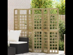 Sale Biombo exterior de 6 paneles en madera de pino tratada. Marru00f3n