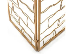 Biombo metálico dorado de 3 hojas