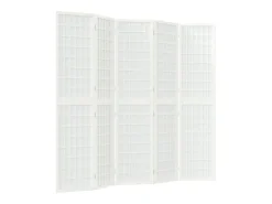 Best Biombo plegable con 5 paneles estilo japonés 200x170 cm ES272783 Blanco