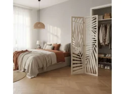 Biombo Separador Ambientes 3 Paneles Madera Akira Blanco Dormitorio Salón