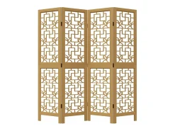 Sale Biombo separador de 4 paneles madera maciza paulownia marrón ES596340 Marru00f3n