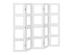 Sale Biombo separador de 5 paneles madera maciza Paulownia ES762723 Blanco