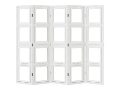 Sale Biombo separador de 5 paneles madera maciza Paulownia ES762723 Blanco