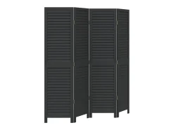 Sale Biombo separador de 4 paneles madera maciza Paulownia ES130446 Negro