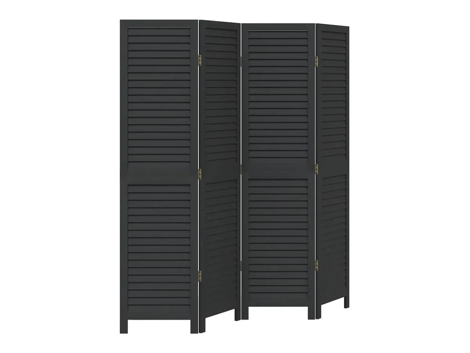 Sale Biombo separador de 4 paneles madera maciza Paulownia ES130446 Negro