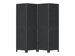 Sale Biombo separador de 4 paneles madera maciza Paulownia ES130446 Negro