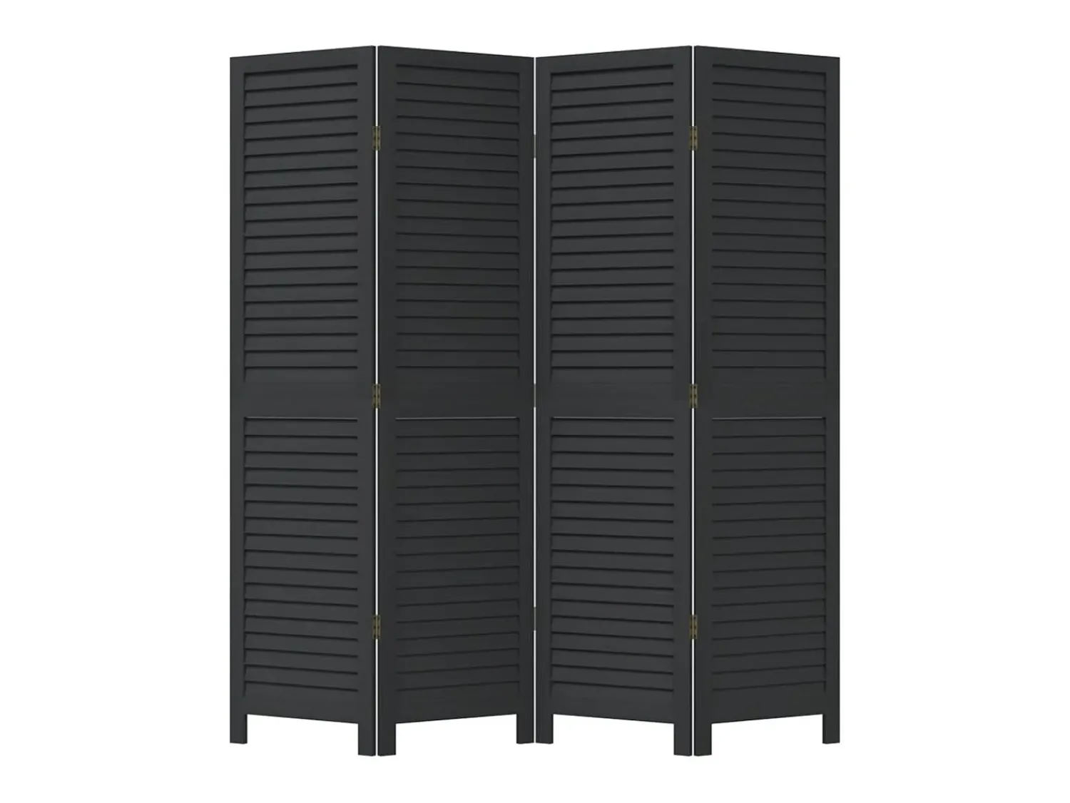 Sale Biombo separador de 4 paneles madera maciza Paulownia ES130446 Negro