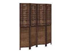 Sale Biombo separador de 4 paneles madera paulownia marrón oscuro ES852008 Marru00f3n
