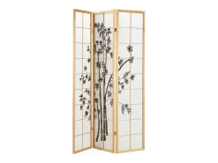 Sale Biombo 132x2x179 cm madera natural Shoji Negro