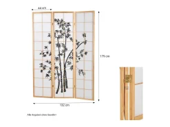 Sale Biombo 132x2x179 cm madera natural Shoji Negro