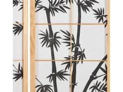 Sale Biombo 132x2x179 cm madera natural Shoji Negro